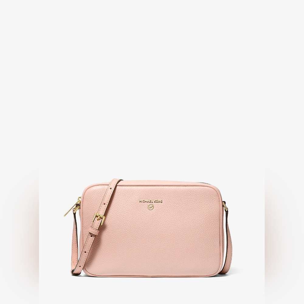 Michael Kors Jet Set Large Pebbled Leather Crossbody Bag Soft Light Pink